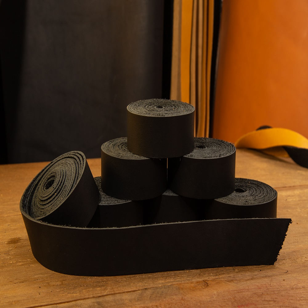 Tiras em Couro Kind Leather de 3 cm Cor Preto