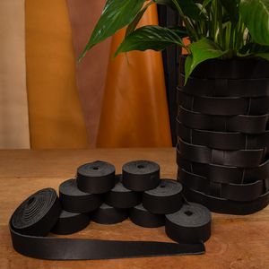Tiras em Couro Kind Leather para Elaboração do Cachepô Cor Preto